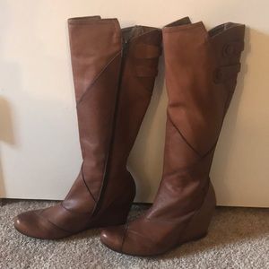 MIz Mooz cognac wedge boot - worn once. Size 7!